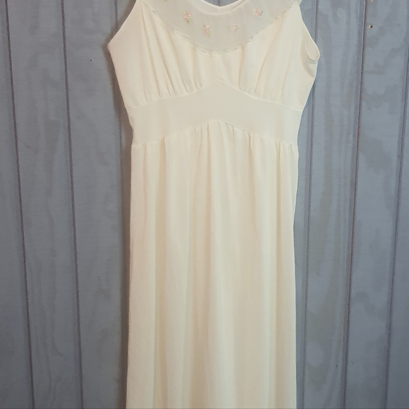 Vintage 80's Negligee Peignoir Sheer Chiffon Nightgown Petit Point White Wedding - Picture 11 of 11